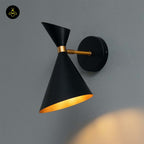 Stainless Steel Black Gold Wall Light – Double Cone Design | Lighting for Living Rooms & Bedrooms | Jagmag Lights