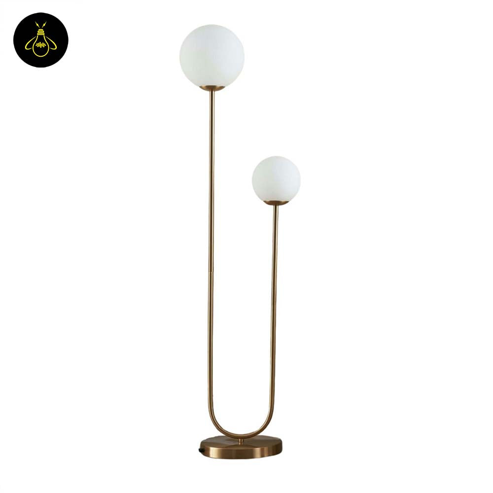 Stainless Steel Floor Lamp – Dual Globe Minimalist | Floor Lamp for Living Room, Bedroom | Jagmag Lights
