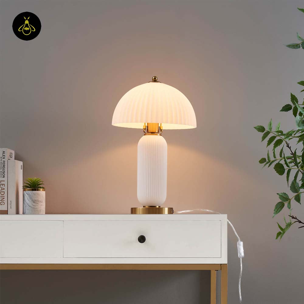 Stainless Steel Vintage Table Lamp – Adjustable Amber Glass Shade | Vintage Table Lamp for Living Room & Bedroom | Jagmag Lights