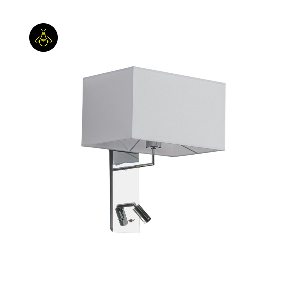 Chrome Reading Wall Light – Bedside Sconce with LED & Fabric Shade | Jagmag Lights