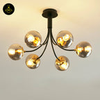Stainless Steel & Glass Ceiling Lamp – Chic Black Six-Ball Design | Decorative Lighting for Living Rooms | Jagmag Lights
