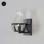 Glass & Metal Wall Light – Black Industrial Vase | Corridor & Living Room Lighting | Jagmag Lights