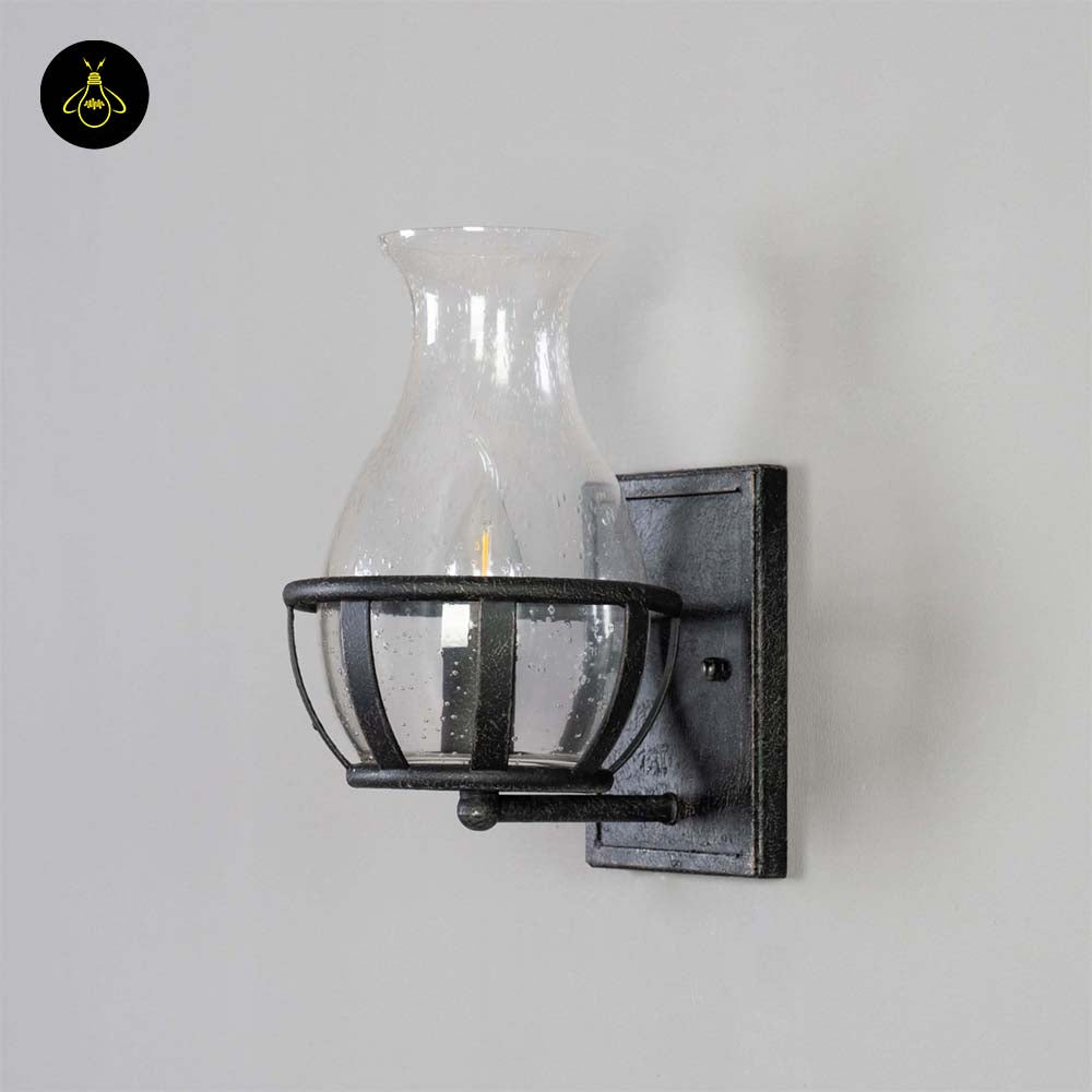 Glass & Metal Wall Light – Black Industrial Vase | Corridor & Living Room Lighting | Jagmag Lights