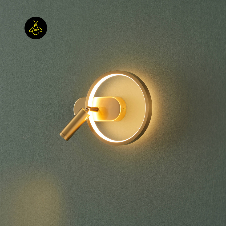 LED Circle Wall Light – Gold & Black Reading Light | Wall Light for Bedroom & Study | Jagmag Lights