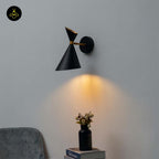 Stainless Steel Black Gold Wall Light – Double Cone Design | Lighting for Living Rooms & Bedrooms | Jagmag Lights
