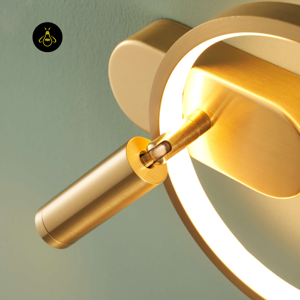 LED Circle Wall Light – Gold & Black Reading Light | Wall Light for Bedroom & Study | Jagmag Lights