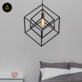 Stainless Steel Metal Pendant Light – Black Cage Design | Metal Pendant Light for Living Room, Dining Room | Jagmag Lights
