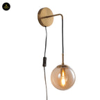 Golden Glass Wall Lamp – Brass Finish | Wall Sconce for Living Room & Bedroom | Jagmag Lights
