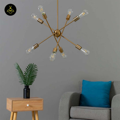 Brass & Glass Pendant Light – Modern Linear Rods | Industrial Pendant for Dining, Living | Jagmag Lights