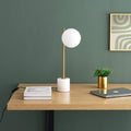 Marble & White Glass Table Lamp – Brass Finish | Bestseller for Living Room, Bedroom | Jagmag Lights