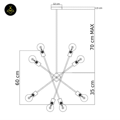 Brass & Glass Pendant Light – Modern Linear Rods | Industrial Pendant for Dining, Living | Jagmag Lights