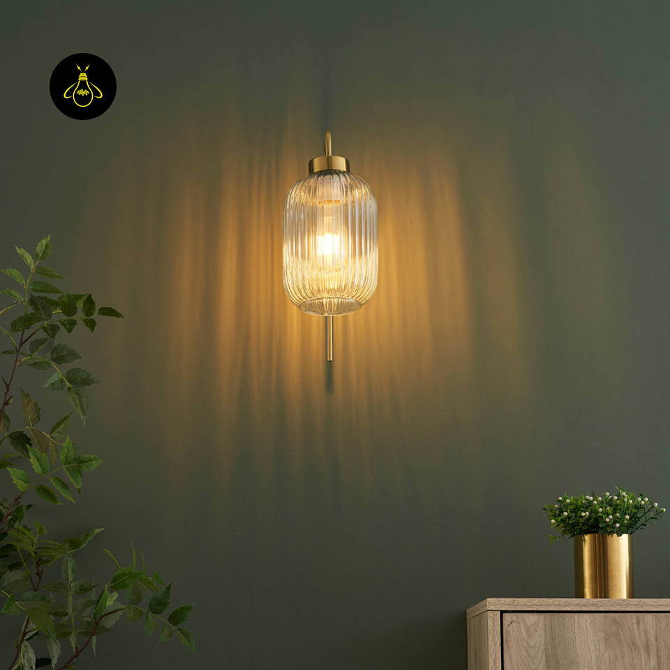 Fluted Glass Wall Light – Vintage Golden Chandelier Light | Wall Light for Living & Bedroom | Jagmag Lights