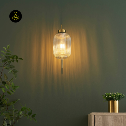Fluted Glass Wall Light – Vintage Golden Chandelier Light | Wall Light for Living & Bedroom | Jagmag Lights