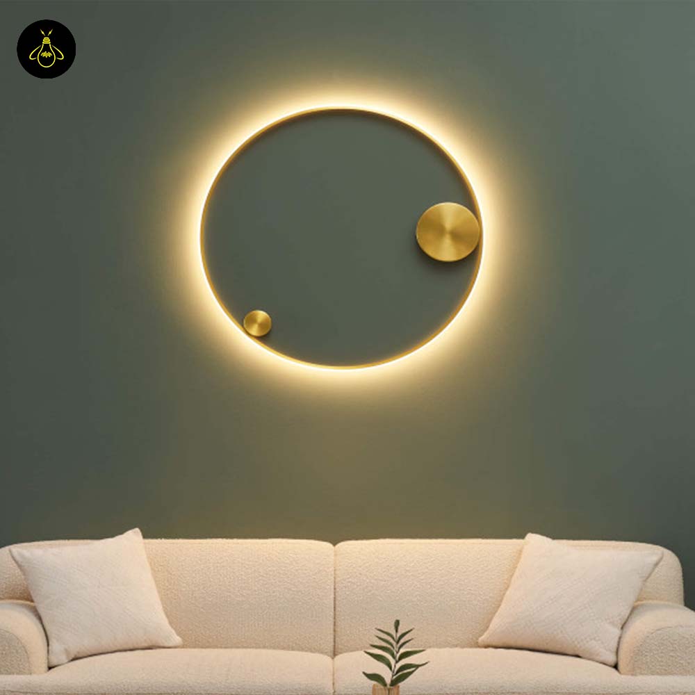Brass Finish Metal LED Ceiling/Wall Light – Ultra-Minimalist Circle | Dimmable Lighting for Living, Dining & Bedroom | Jagmag Lights