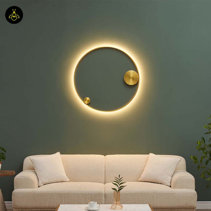 Brass Finish Metal LED Ceiling/Wall Light – Ultra-Minimalist Circle | Dimmable Lighting for Living, Dining & Bedroom | Jagmag Lights