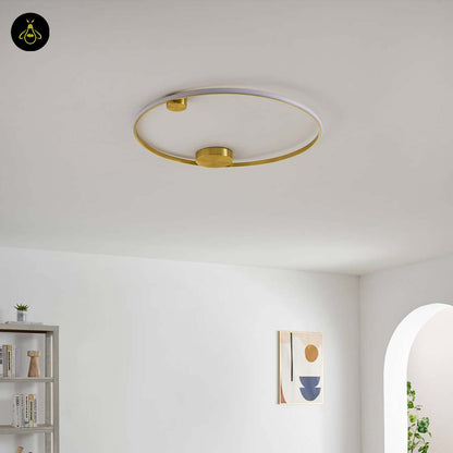 Brass Finish Metal LED Ceiling/Wall Light – Ultra-Minimalist Circle | Dimmable Lighting for Living, Dining & Bedroom | Jagmag Lights