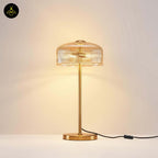 Brass and Ribbed Amber Glass Table Lamp – Vintage Design | Vintage Table Lamp for Living Room, Bedroom | Jagmag Lights