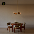 Wood & Brass Chandelier – Hand-Spun Bronze Reflectors | Chandelier Light for Dining & Living Spaces | Jagmag Lights