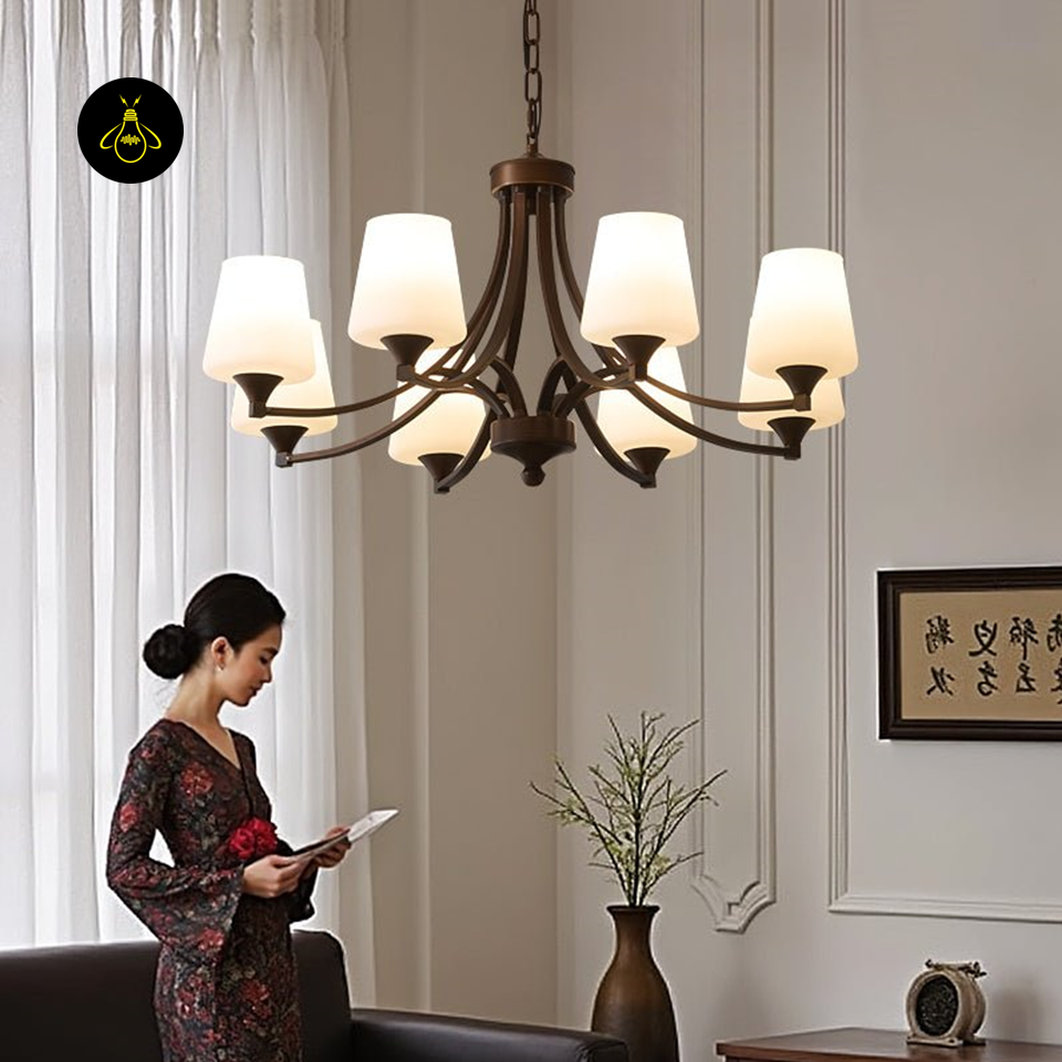 Ardena Classic Chandelier Online – Bronze & Glass Elegance | Jagmag Lights