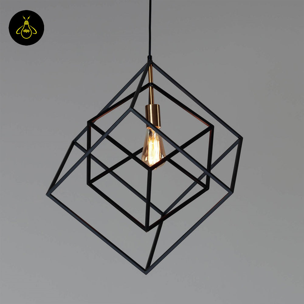 Stainless Steel Metal Pendant Light – Black Cage Design | Metal Pendant Light for Living Room, Dining Room | Jagmag Lights