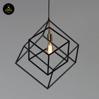 Stainless Steel Metal Pendant Light – Black Cage Design | Metal Pendant Light for Living Room, Dining Room | Jagmag Lights