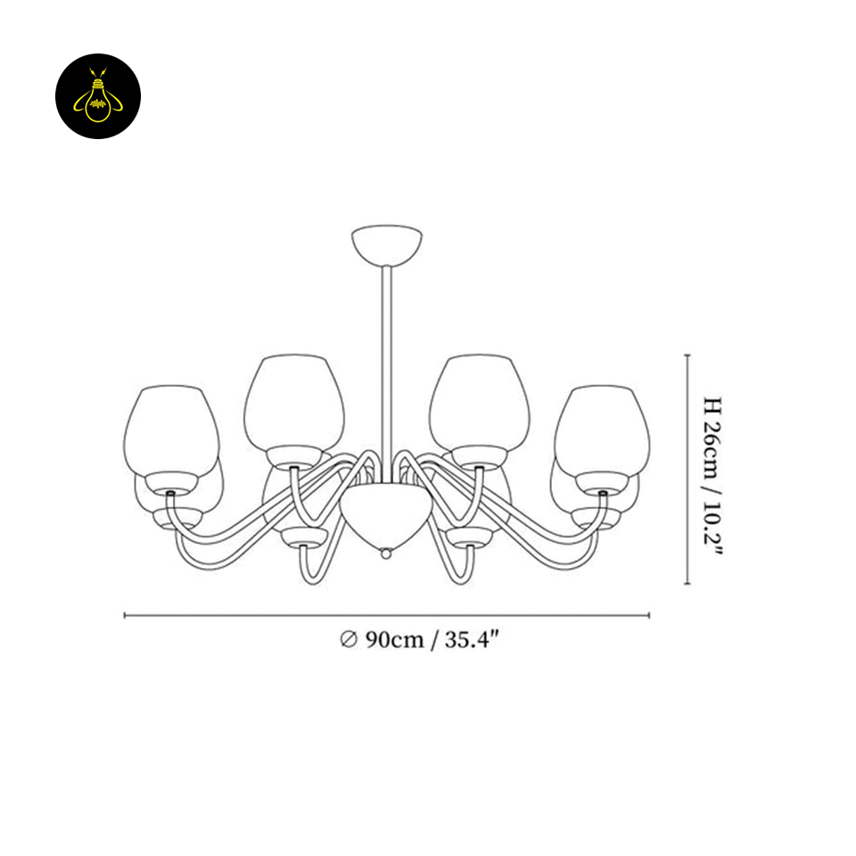 Aurorium Hallway Chandelier with Globe Glass Shades | Gold & Walnut Finish | Jagmag Lights
