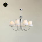 Elegant Cloth Chandelier with White Pleated Shades | Jagmag Lights