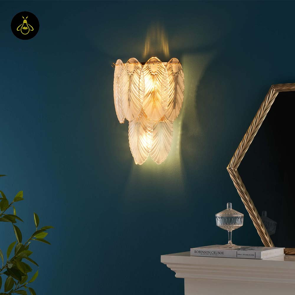 Brass & Opaline Glass Wall Lamp – Gold Oval Frame | Crystal Pendant Light for Halls & Bedrooms | Jagmag Lights