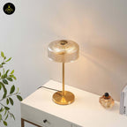 Brass and Ribbed Amber Glass Table Lamp – Vintage Design | Vintage Table Lamp for Living Room, Bedroom | Jagmag Lights