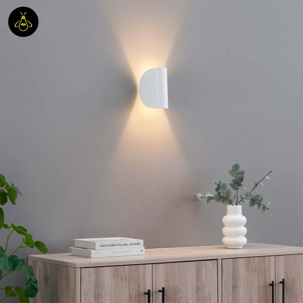 White Aluminum LED Wall Light – Spiral Ribbon IP54 | Wall Lighting for Living Room, Hallways | Jagmag Lights