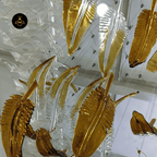 Jagmag Lights Crystal Feather Chandelier with Hand Blown Glass, 31.5-Inch, for Upscale Venues - Fancy and Decorative lights - Brand name jagmag lights