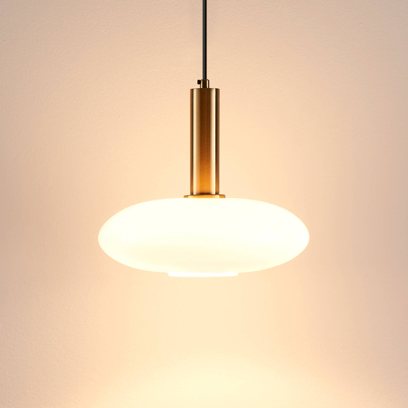 Brass + Opaline Glass Pendant Light – Modern Round Design | Pendant Lighting for Living Room, Bedroom | Jagmag Lights