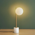 Marble & White Glass Table Lamp – Brass Finish | Bestseller for Living Room, Bedroom | Jagmag Lights