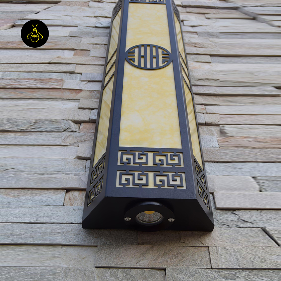 Stripe Outdoor LED Wall Light – Black & Light Yellow | IP65 Rated | Jagmag Lights