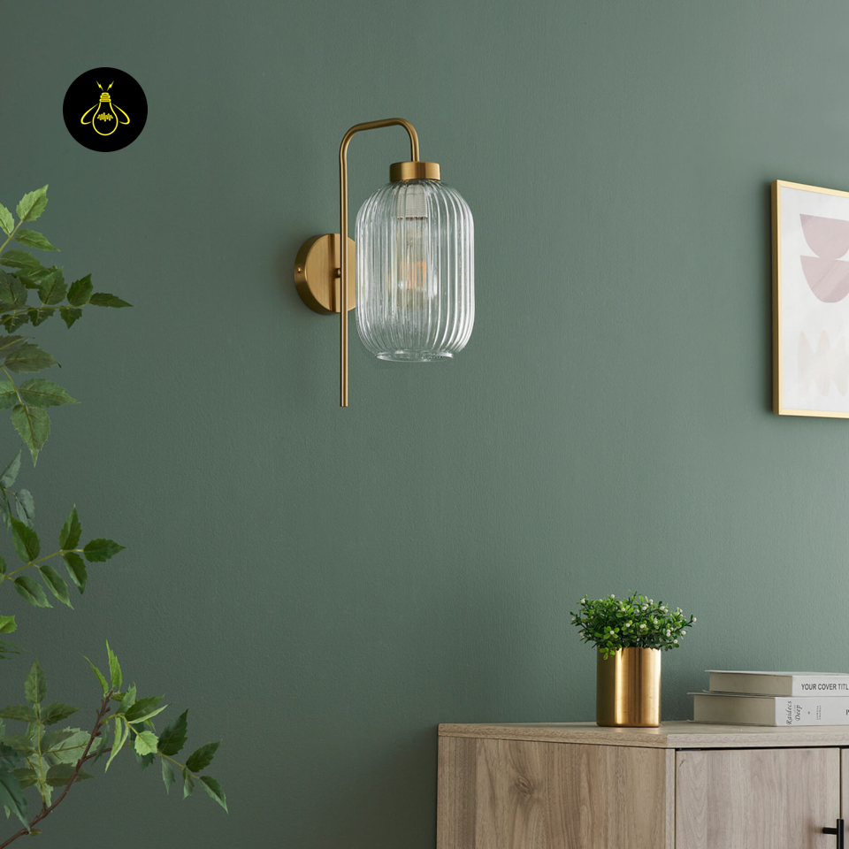 Fluted Glass Wall Light – Vintage Golden Chandelier Light | Wall Light for Living & Bedroom | Jagmag Lights
