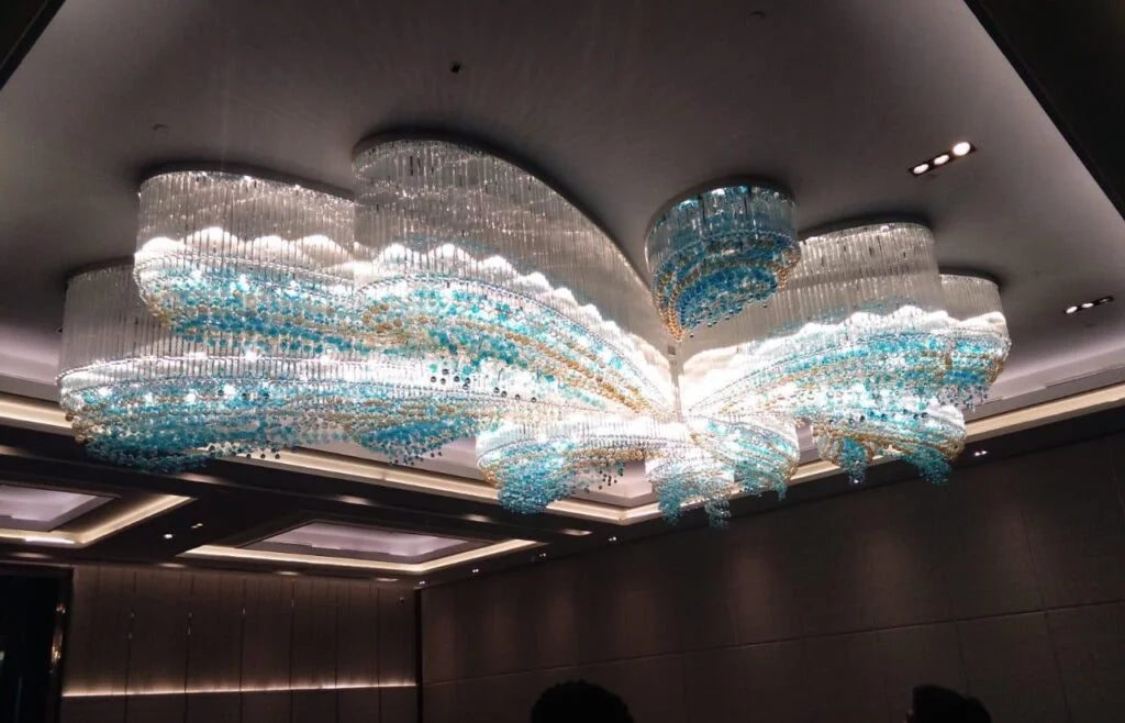 A beautiful crystal chandelier customized by Jagmag lights