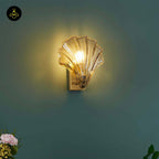 Stainless Steel & Glass Wall Lamp – Gold Shell Design | Decorative Wall Light for Living Room, Hallways | Jagmag Lights
