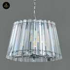 Crystal Glass Pendant Light – Trapezoid Design With Silver Finish | Elegant Hanging Light for Living Room, Dining, Bedroom | Jagmag Lights