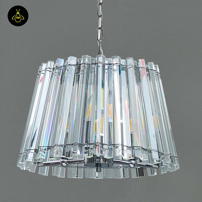Crystal Glass Pendant Light – Trapezoid Design With Silver Finish | Elegant Hanging Light for Living Room, Dining, Bedroom | Jagmag Lights