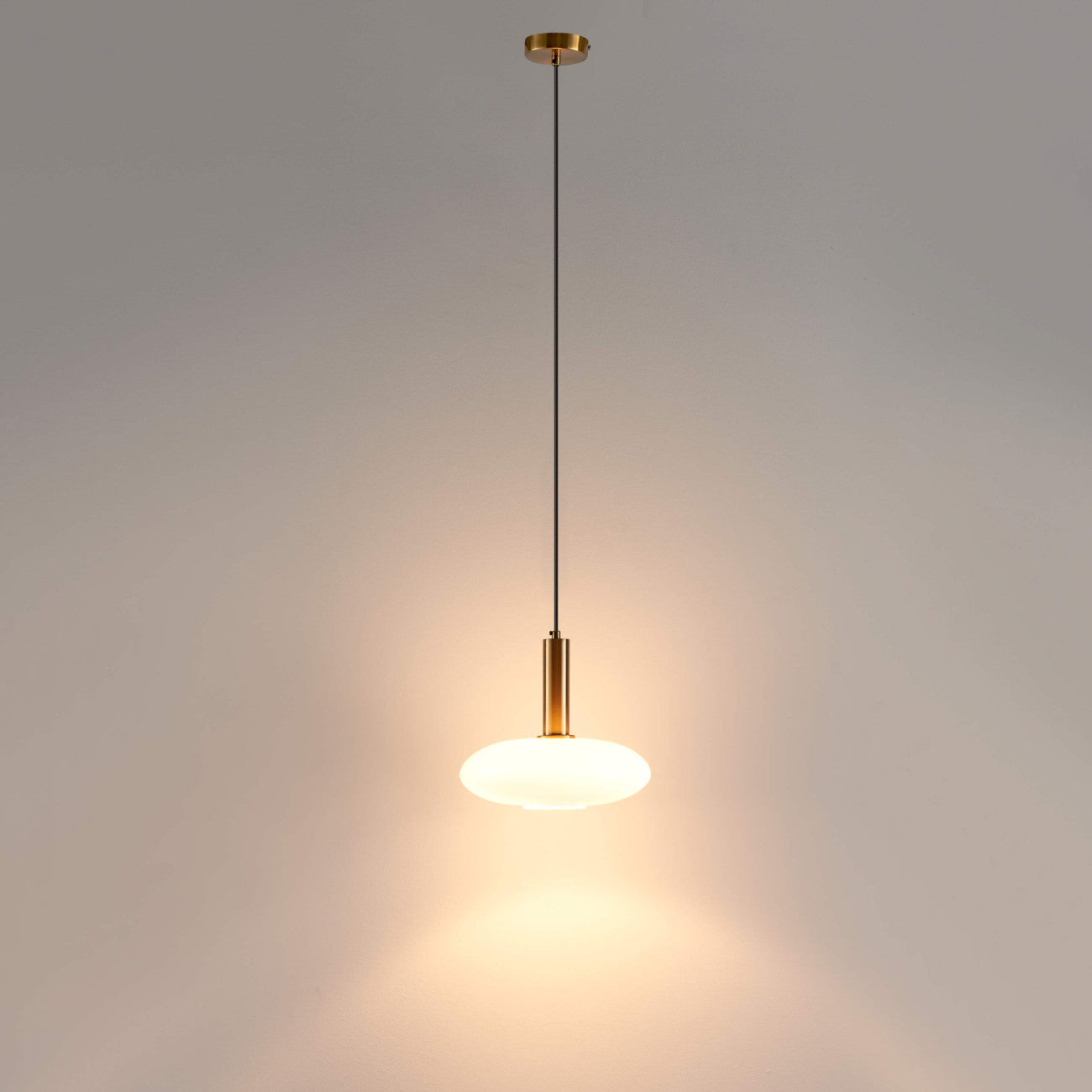 Brass + Opaline Glass Pendant Light – Modern Round Design | Pendant Lighting for Living Room, Bedroom | Jagmag Lights