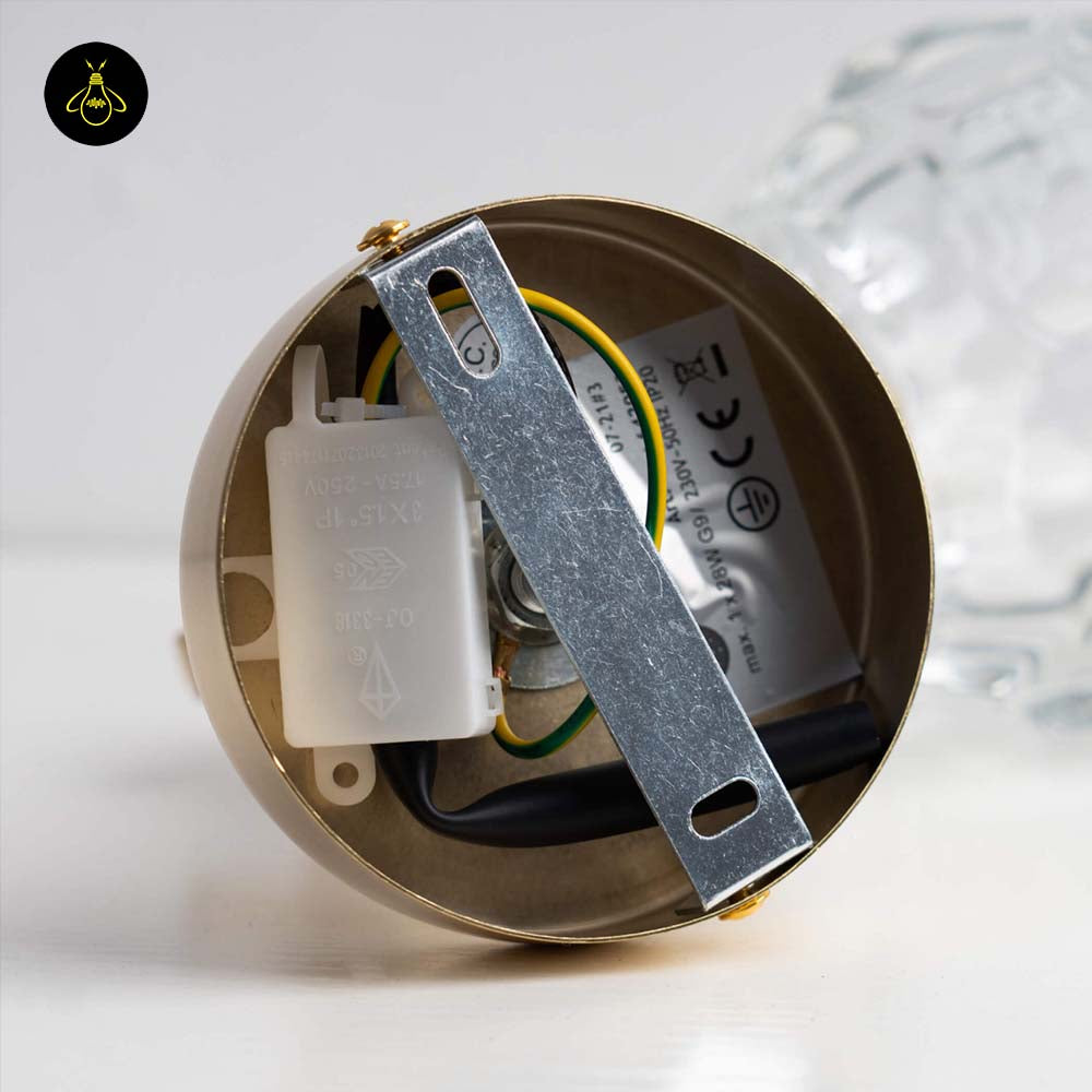 Gold Metal & Glass Wall Lamp – Geometric Clear Finish | Decorative Lighting for Living Room, Bedroom, Hallway | Jagmag Lights