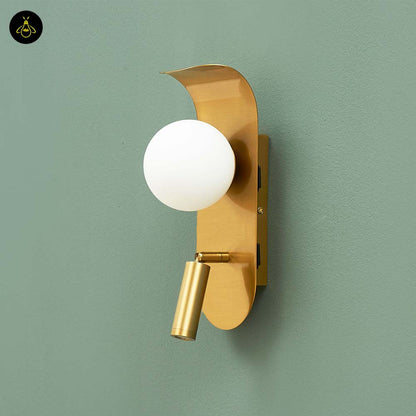 Elegant Gold Metal Wall Lamp – Glass Globe Opal Finish | Wall Light for Bedrooms, Living Rooms, Hotels | Jagmag Lights