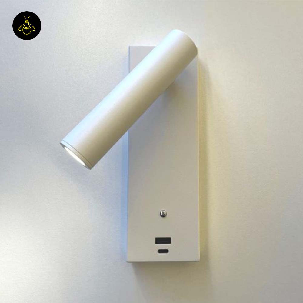Stainless Steel LED Wall Light – Matte White USB Reading | White LED Wall Light for Bedrooms | Jagmag Lights