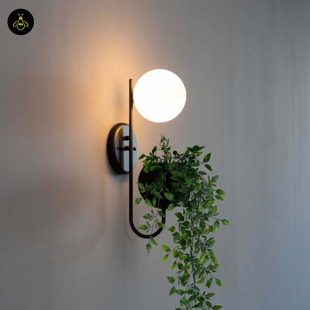 Stainless Steel Wall Light – Matte Black Plant Pot Design | Waterproof Wall Lamp for Living Room, Balcony | Jagmag Lights