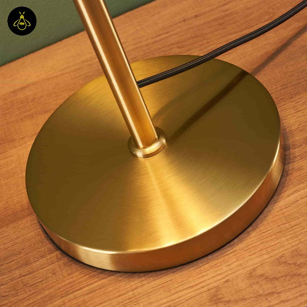 Brass and Ribbed Amber Glass Table Lamp – Vintage Design | Vintage Table Lamp for Living Room, Bedroom | Jagmag Lights