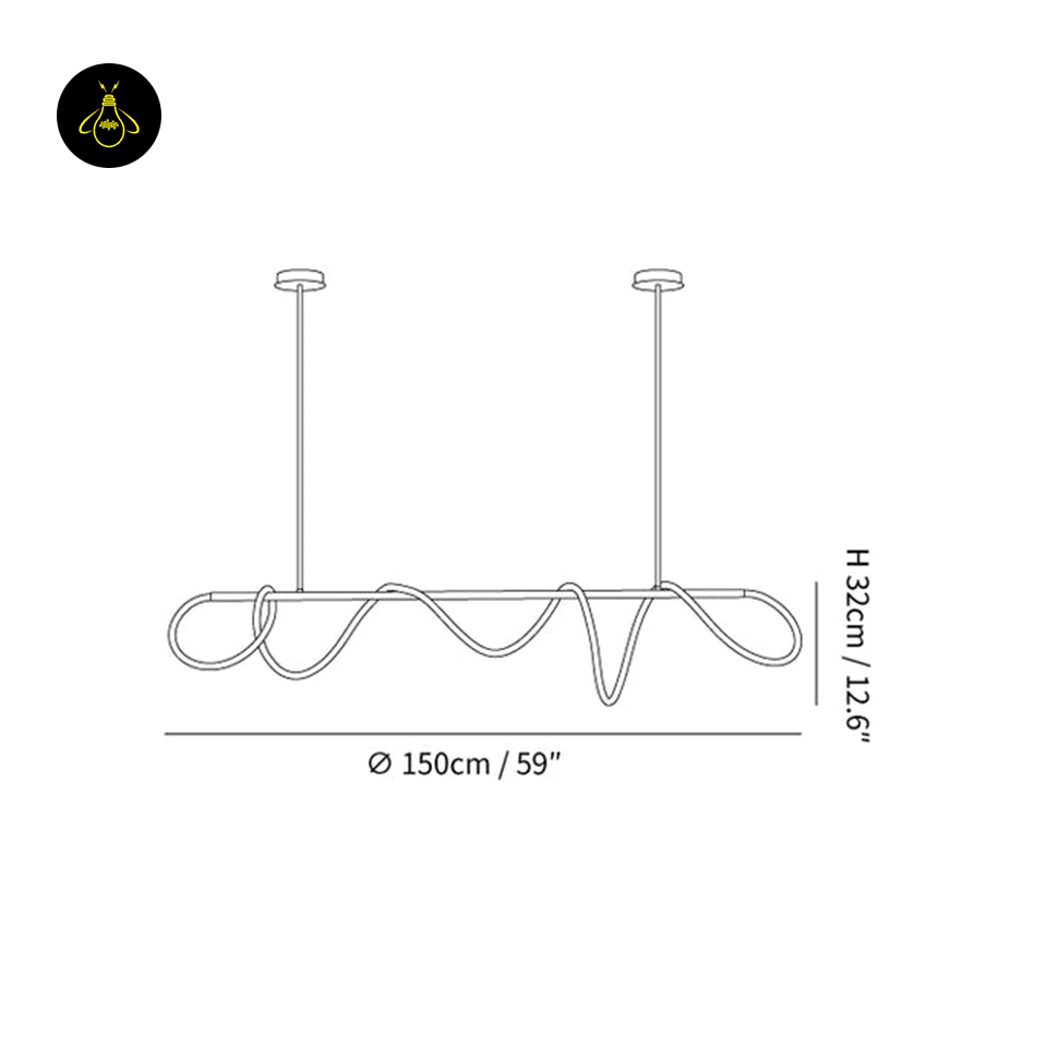 Jagmag Lights Modern Silicone and Metal Chandelier with Adjustable Length, 59.1″ Long, for Contemporary Living Rooms - Fancy and Decorative lights - Brand name jagmag lights