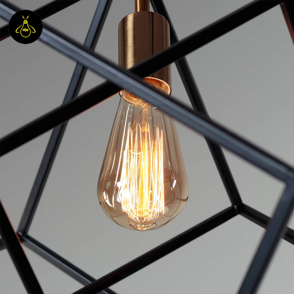 Stainless Steel Metal Pendant Light – Black Cage Design | Metal Pendant Light for Living Room, Dining Room | Jagmag Lights