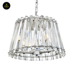 Crystal Glass Pendant Light – Trapezoid Design With Silver Finish | Elegant Hanging Light for Living Room, Dining, Bedroom | Jagmag Lights