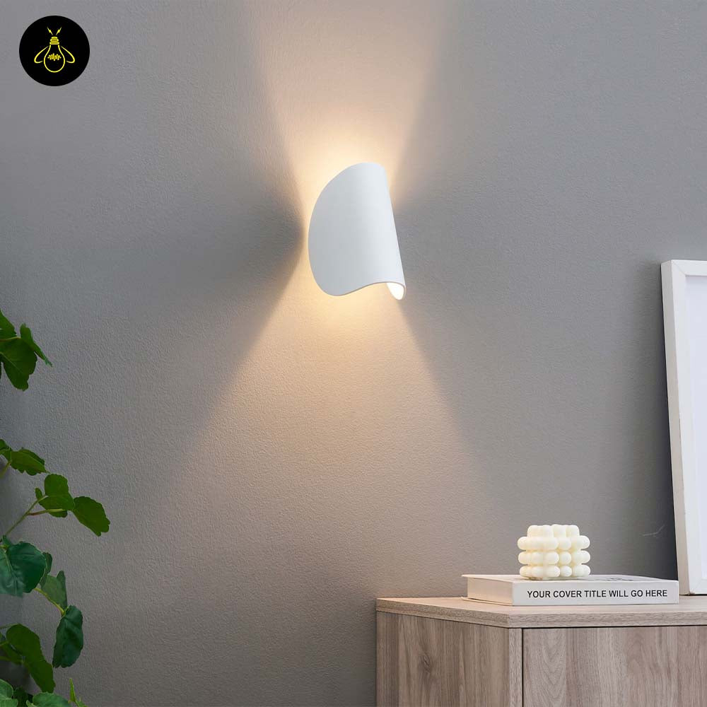 White Aluminum LED Wall Light – Spiral Ribbon IP54 | Wall Lighting for Living Room, Hallways | Jagmag Lights