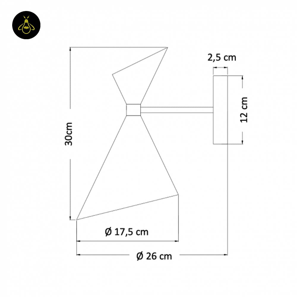 Stainless Steel Black Gold Wall Light – Double Cone Design | Lighting for Living Rooms & Bedrooms | Jagmag Lights